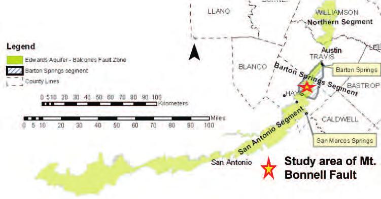 Central Texas and the Greater Austin metropolitan area have been built on the karstic limestone Lower Cretaceous Glen Rose Formation and Edwards Aquifer within the Balcones Fault Zone (BFZ).