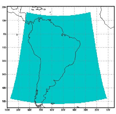 Eta Model configuration Domain covers most part of South America Resolution: 40 km, 38 layers, dt = 96s Grid-point model (E-grid) Eta vertical coordinate (Mesinger, 1984) Model top: 25 hpa