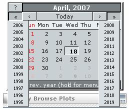It is also possible to jump to a specific year by holding down on the << and >> buttons to display the year menus shown in Figure 2. The?