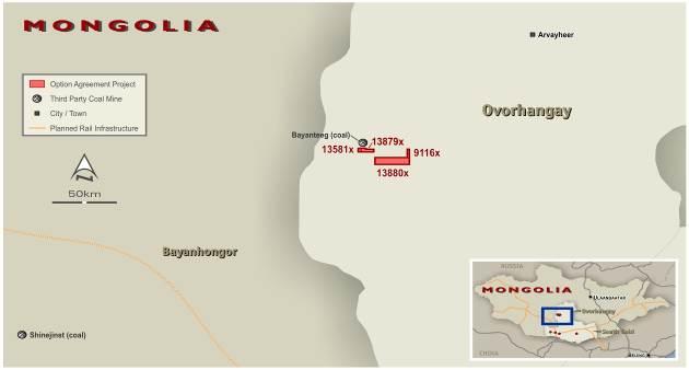 Expansion of Exploration Target During the quarter the Company increased the overall exploration target on its Ovorhangay licences to 30 160 million tonnes 2, after establishing an exploration target