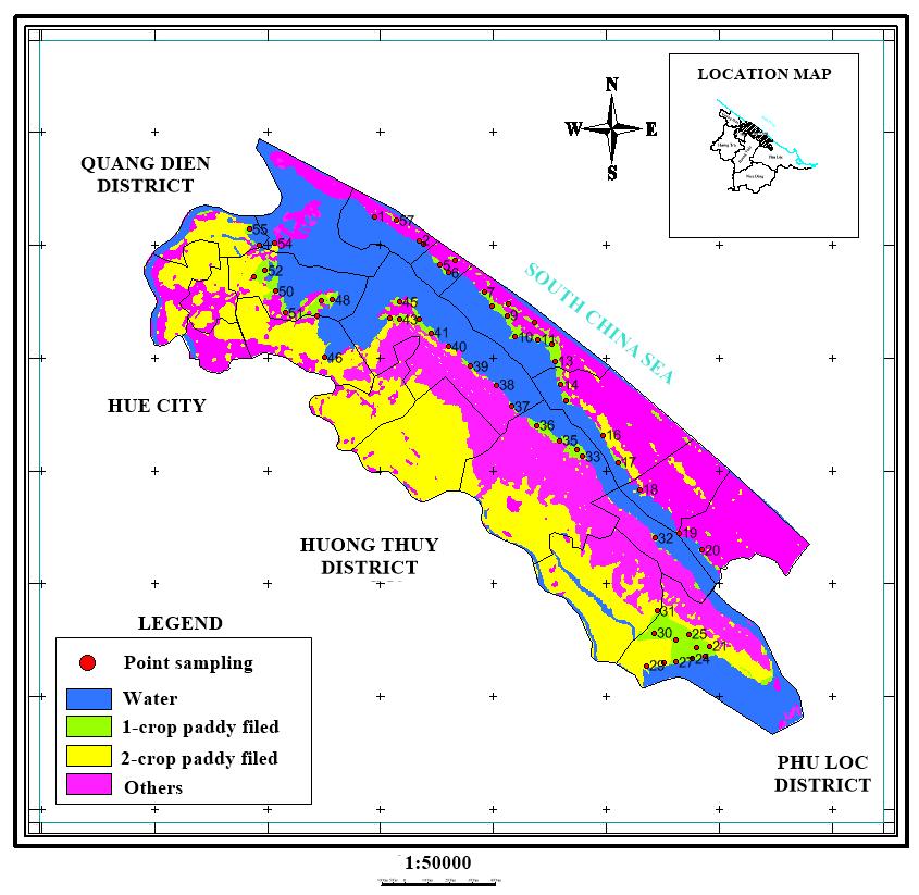 Application of Remote Sensing and GIS Technology in Mapping Partition Saline Intrusion to 55 Fig. 6 Map of sampling sites. Table 3 No. Salinity value of samples collected from different communes.