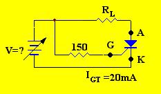題目 : 已知 SCR 的 IGT 為 20mA, 請問直流電壓由 0V 向上調整,