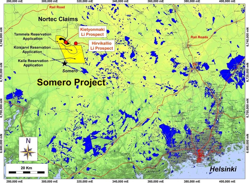 19 May 2016 Prospectivity mapping in the Somero district has also been undertaken by GTK, and has identified many areas considered highly prospective for lithium pegmatite occurrences, primarily to