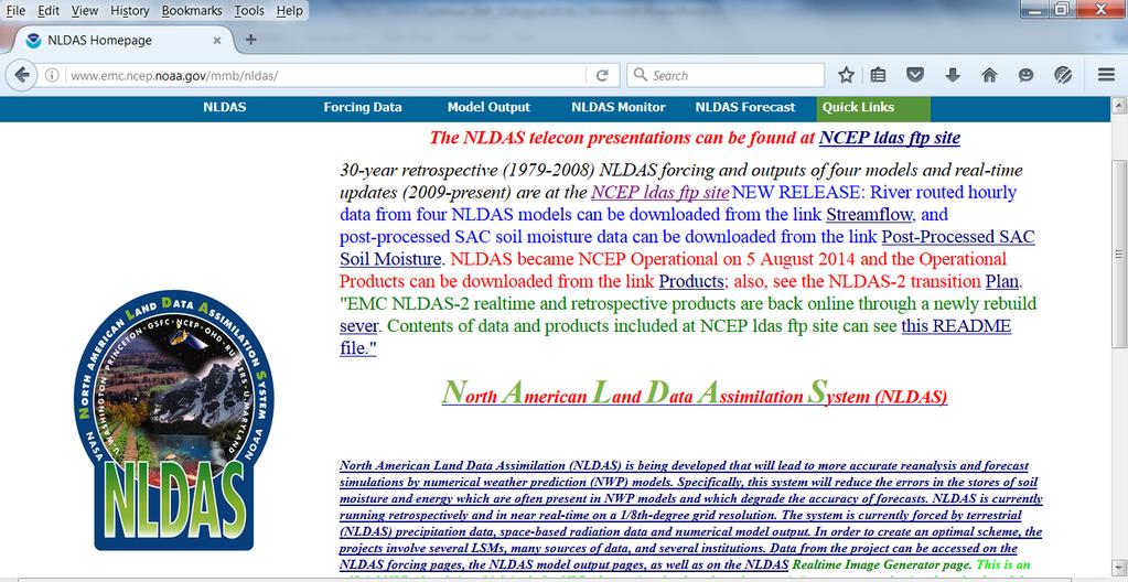 NLDAS Website http://www.emc.ncep.