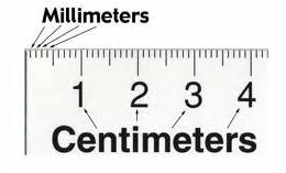 A metric ruler is used to measure in centimeters. There are millimeters in 1 centimeter. 1cm = mm 4.