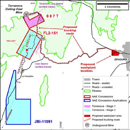 COLOMBIAN UPDATE Terranova Mid Vol Hard Coking Coal Project Concession 887T - 3.6Mt JORC Resource Adjacent Concessions - 10 18Mt Exploration Target Targeting 0.
