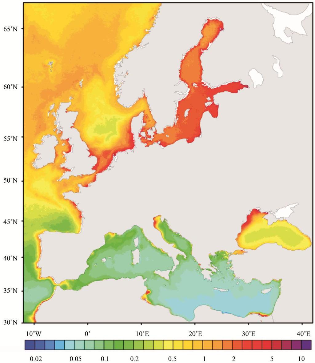data Summer (May-Sept) chlorophyll a concentrations in European seas from