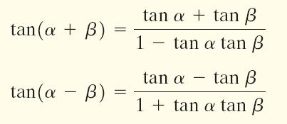 Now let's learn the sum and difference formulas for tangent: Notice that the numerator has the same sign as the original function and the denominator has the opposite sign.