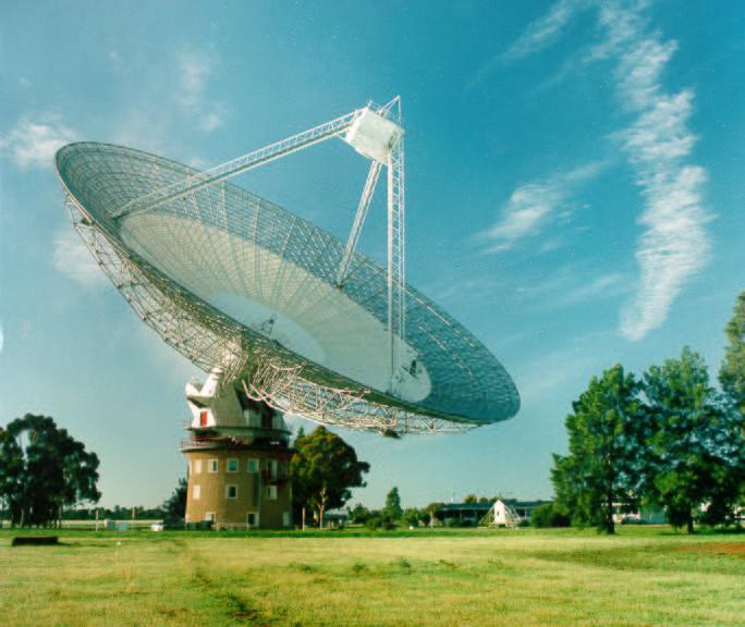 Back to telescopes A parabolic dish can also be viewed in this way The shape of the dish delays different rays so they are in step at one place (the focus) The image formed at the focus is the
