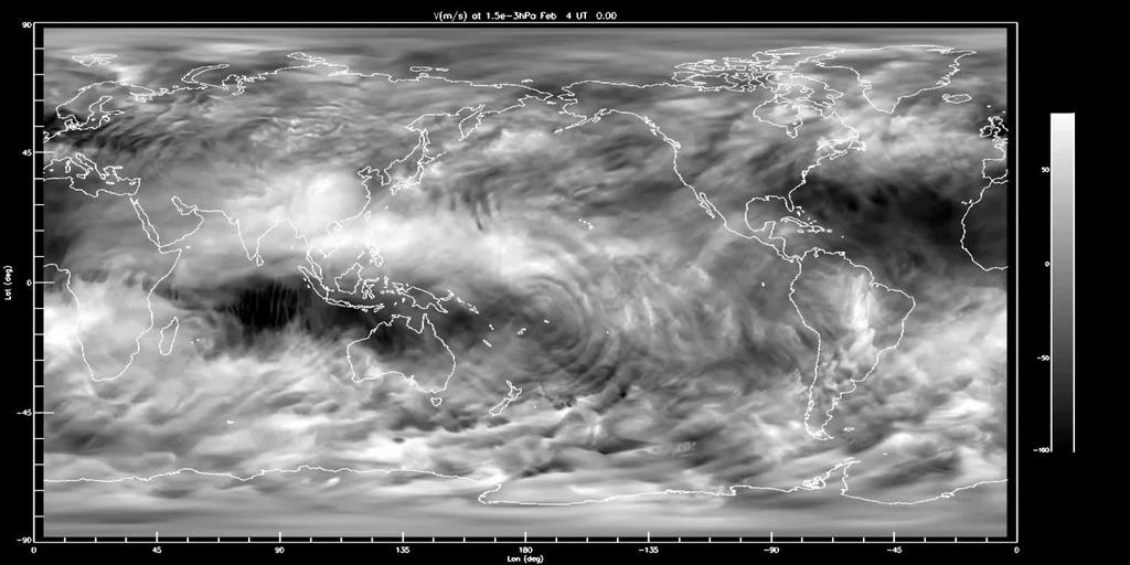 High resolution modeling of winds at 95 km Numerical model: meridional wind