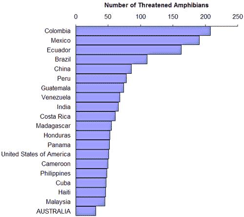 Numbers of amphibian species