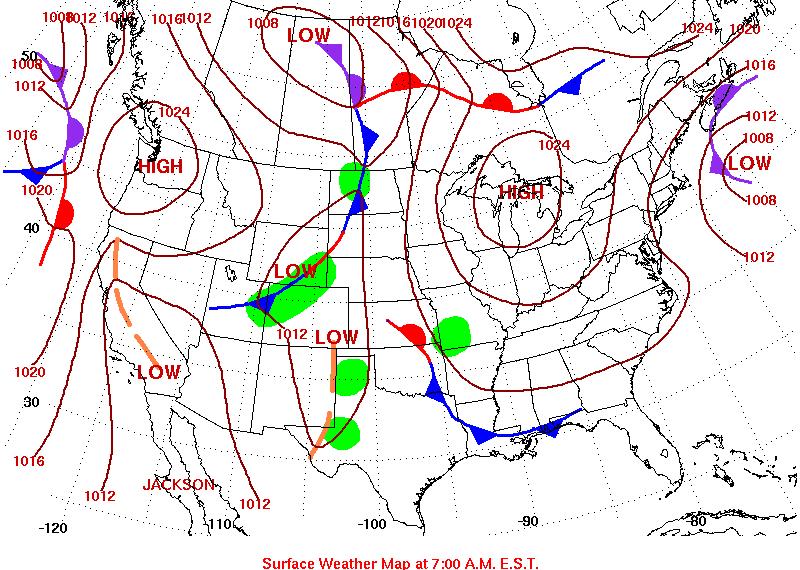 June 12, 2007: Tuesday The high pressure system continues to move west and is now centered over northern Michigan (Fig. 9).