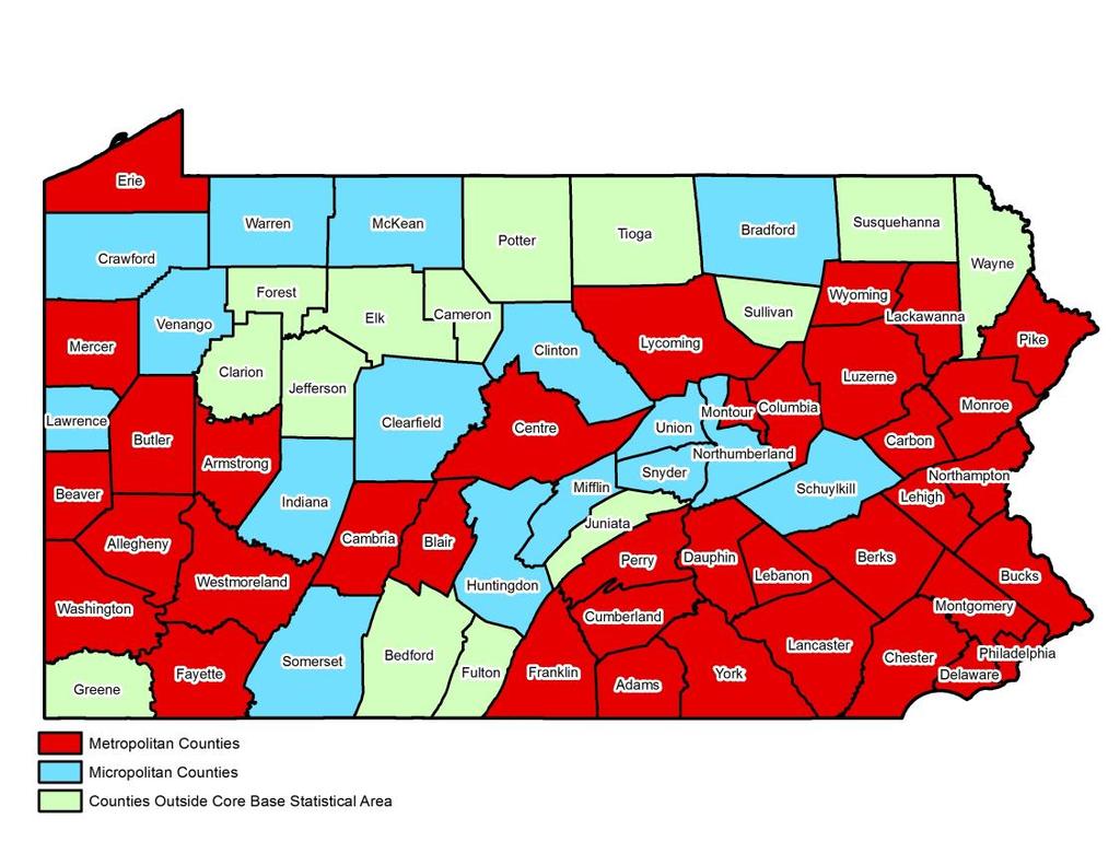 Figure 1: Map of Pennsylvania Using the Office of Management and Budget (OMB)