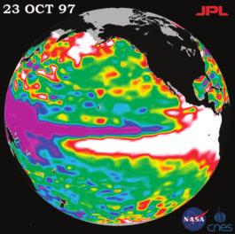 Changing Patterns In the Pacific Ocean, the trade winds drive a current known as the South Pacific Equatorial Current. Normally the winds push the surface waters of the South Pacific westward.