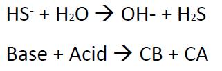 CONJUGATE BASE (CB): base formed when an acid donates the proton (H + ) Example: Loses Hydrogen ion H + HF(aq) + OH - (aq) F - (aq) + H2O(l) Acid Base CB CA According to this theory, during acid base