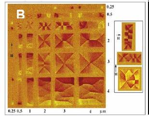 Domains in NiFe patterned film MFM images from http://www.philsciletters.