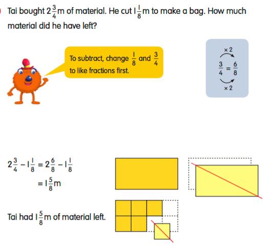 fraction; conceptualizing the meaning of multiplying two proper fractions with concrete representation; use of the