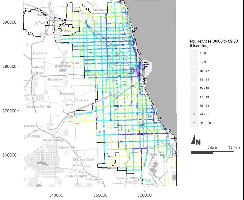 METRICS PROXIMITY TO SERVICES Chicago, proximity to public transport (GTFS data)