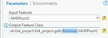 This serves to move the NHDPlusV2 features into our Basemap feature class (converting the projection to be