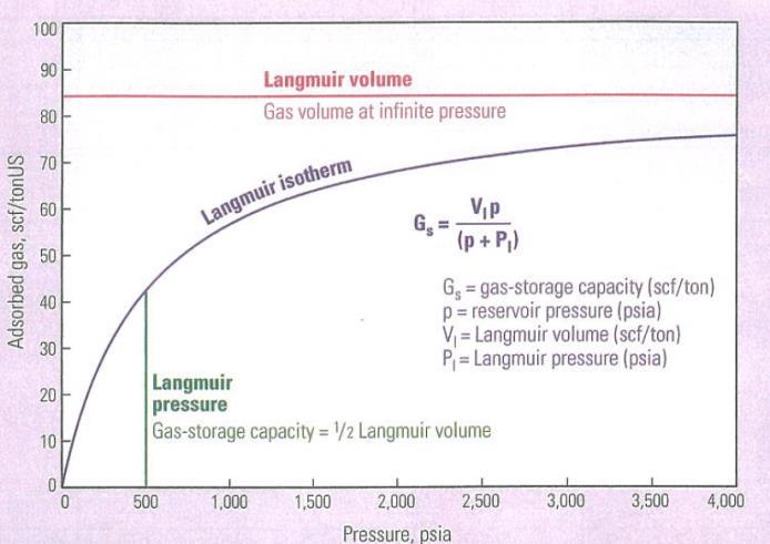 and free gas. Definition of terms for a Langmuir Isotherm The TOC wt % is the parameter is best estimated from log and core data.