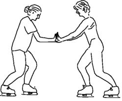 Look at the diagram below. Both women are wearing ice skates on an ice rink.