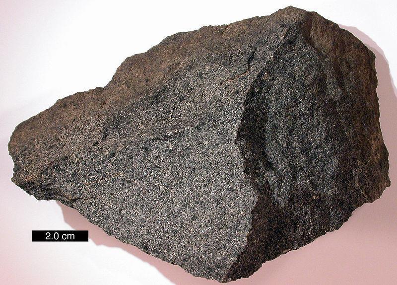 Mafic Dark-colored rock such as gabbro that