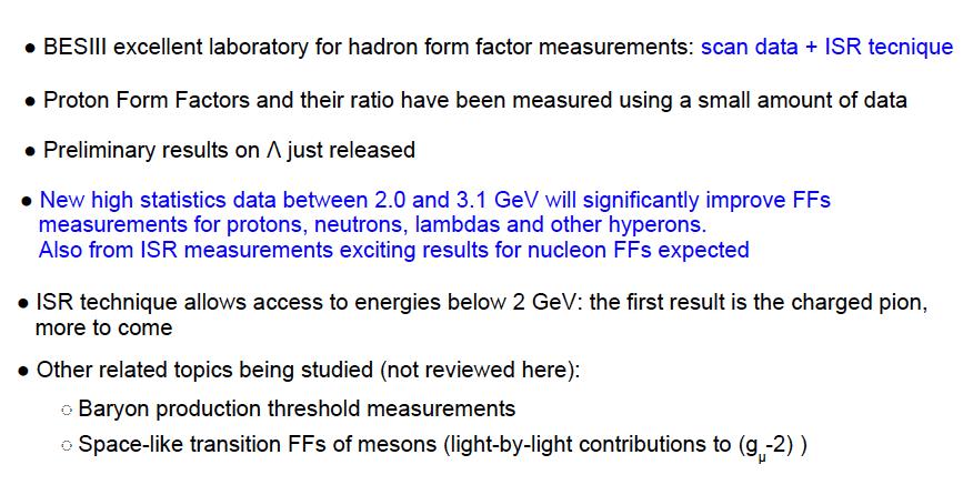 Summary Electromagnetic FFs are fundamental, Lorentz-invariant roerties of baryons that are rigurously defined, and rovide a benchmark for theoretical models BESIII is unique in its caability to