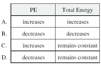 3. What happens to the potential energy and the total
