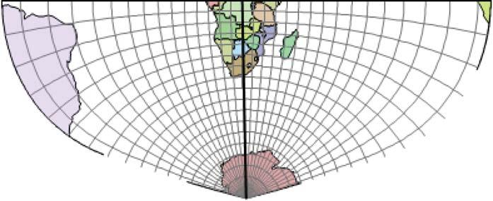 Distortion Fig. 5: Direction measurement convention. Fig. 6: Distortion caused by the Gauss Conform projection of South Africa (Lo27 E). Geographical coordinates Name Latitude Longitude dd mm ss.