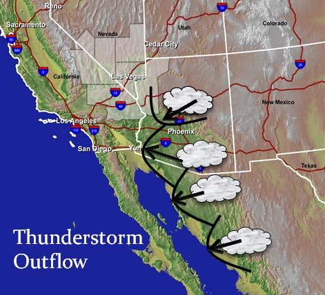 Thunderstorm outflows Outflow boundaries from previous day s thunderstorms can be a significant source of low-level moisture.