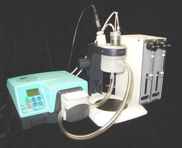 Figure 2: Setup 2 is suitable for all probes except the acoustic sensor used for particle size analysis. The peristaltic pump performs the mixing.