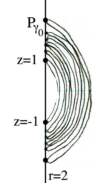 The parabolic arcs are one-half of a stretched ellipse, and the action of G K maps ellipses into ellipses, so can get a