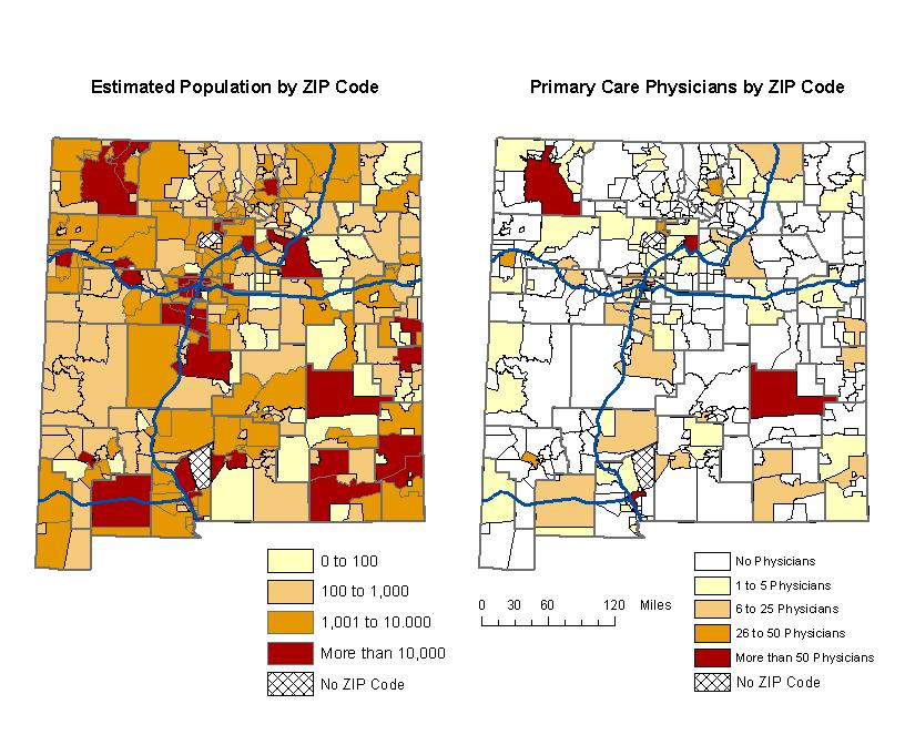 Population and Physician Data The following maps illustrate the distribution of population and primary care physicians.