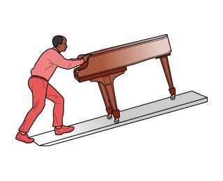 FORCES ON AN INCLINE (friction) A worker pushes a 250kg piano up a 10 o slope that has a