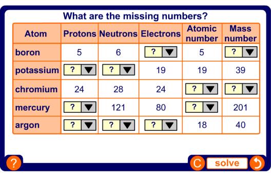 WHAT ARE THE MISSING NUMBERS? ATOMS: TRUE OF FALSE?