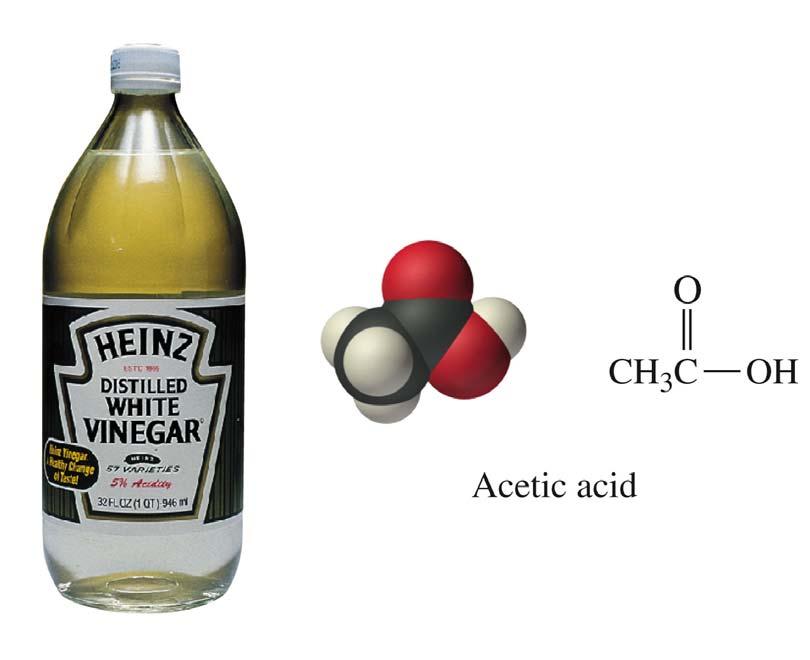Common Acids: Acetic Acid Vinegar is a solution of acetic acid in water.