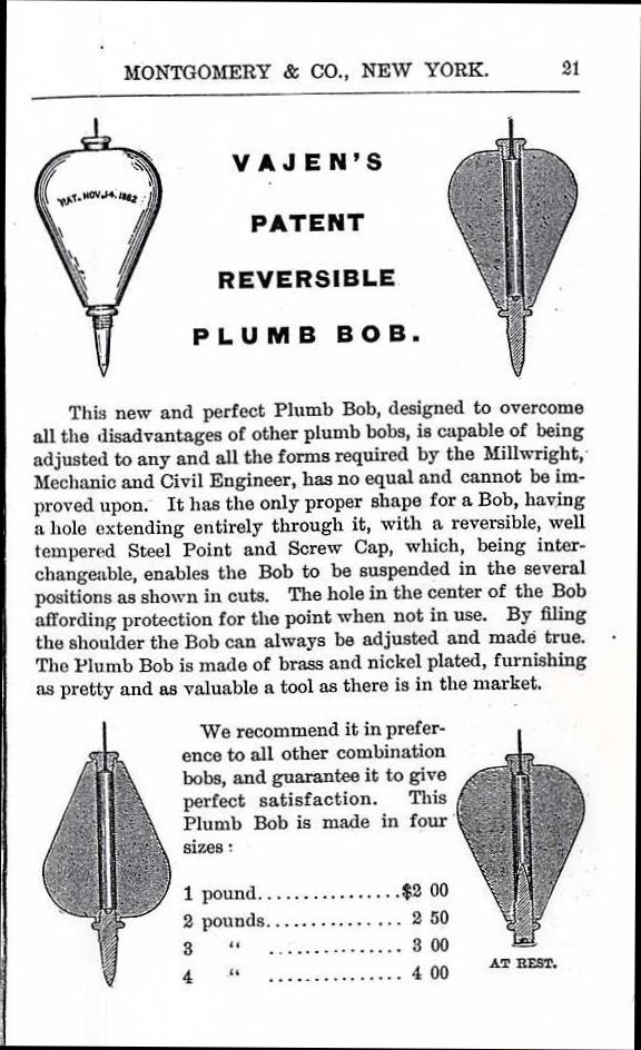 We find the VAJEN plumb bob in the catalogue MONTGOMERY