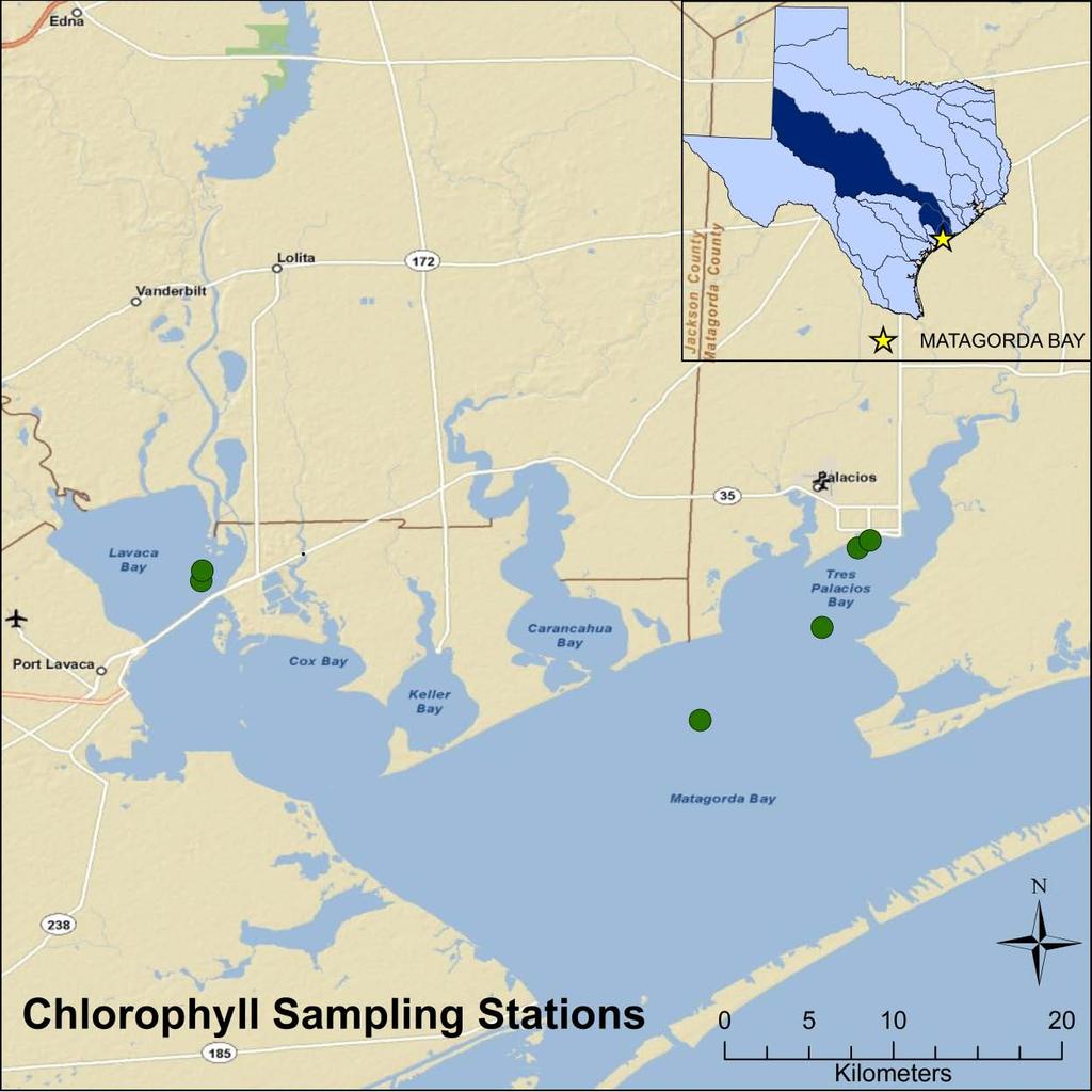 Study Area I chose to use the Matagorda Bay, Lavaca Bay and Tres Palacios Bay as a case study for mapping chl-a in Texas bays in estuaries (Figure 1).