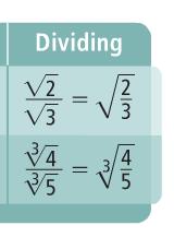Dividing Radicals Eample : Simplify