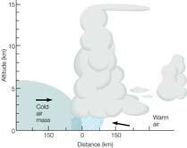 15 An idealized cold front A thunderstorm cell develops An idealized warm