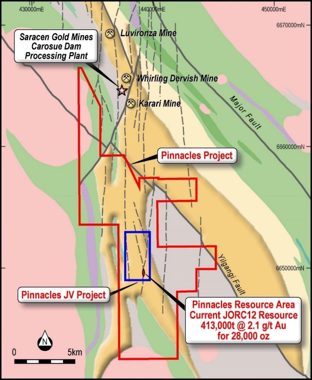 Pinnacles Regional Project The Pinnacles Project tenements cover approximately 100km 2.