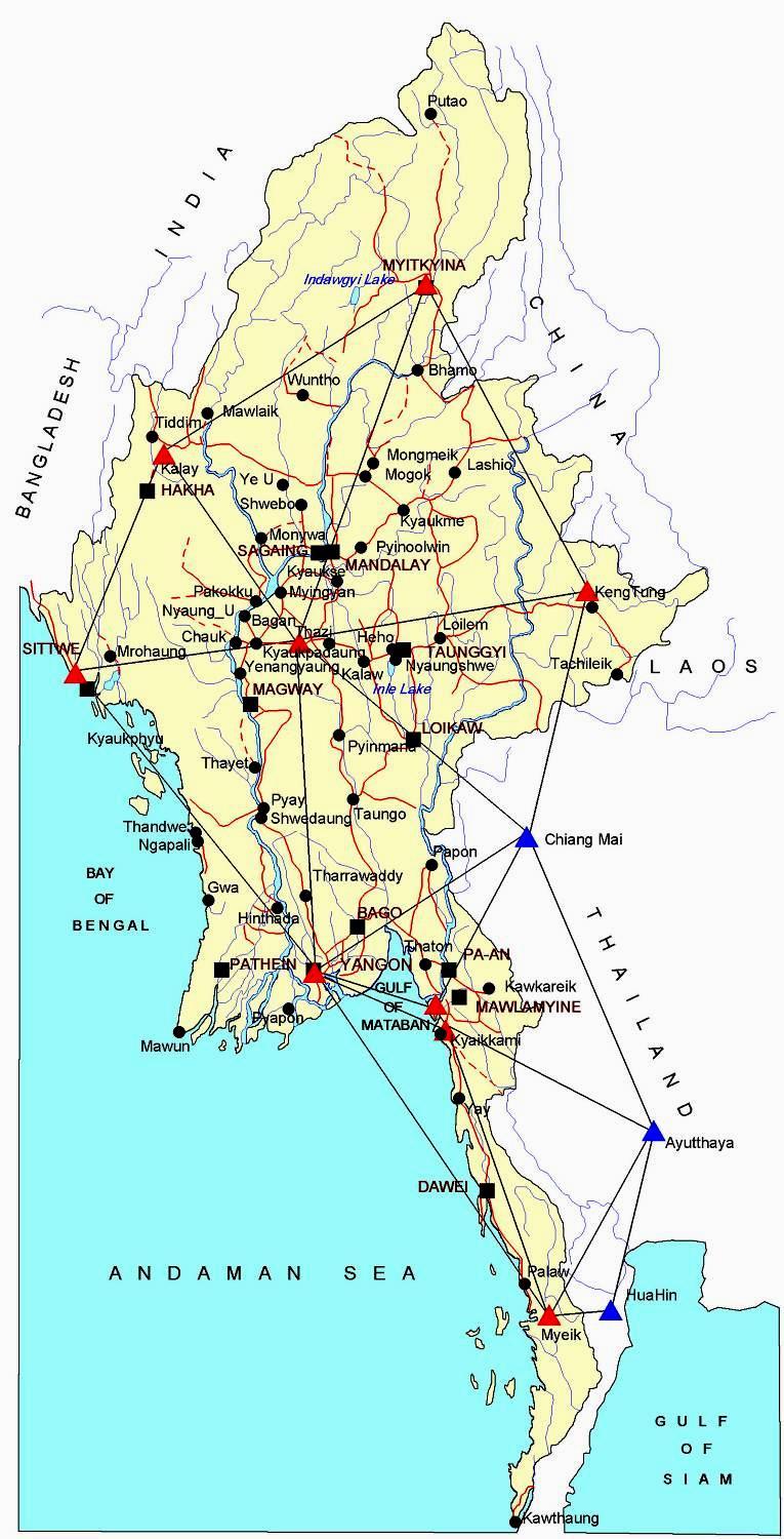 Myanmar Datum 2000 Establishment of Transformation Parameters Identification and selection of (9) Primary Triangulation stations whose Indian coordinates are known and evenly distributed over the