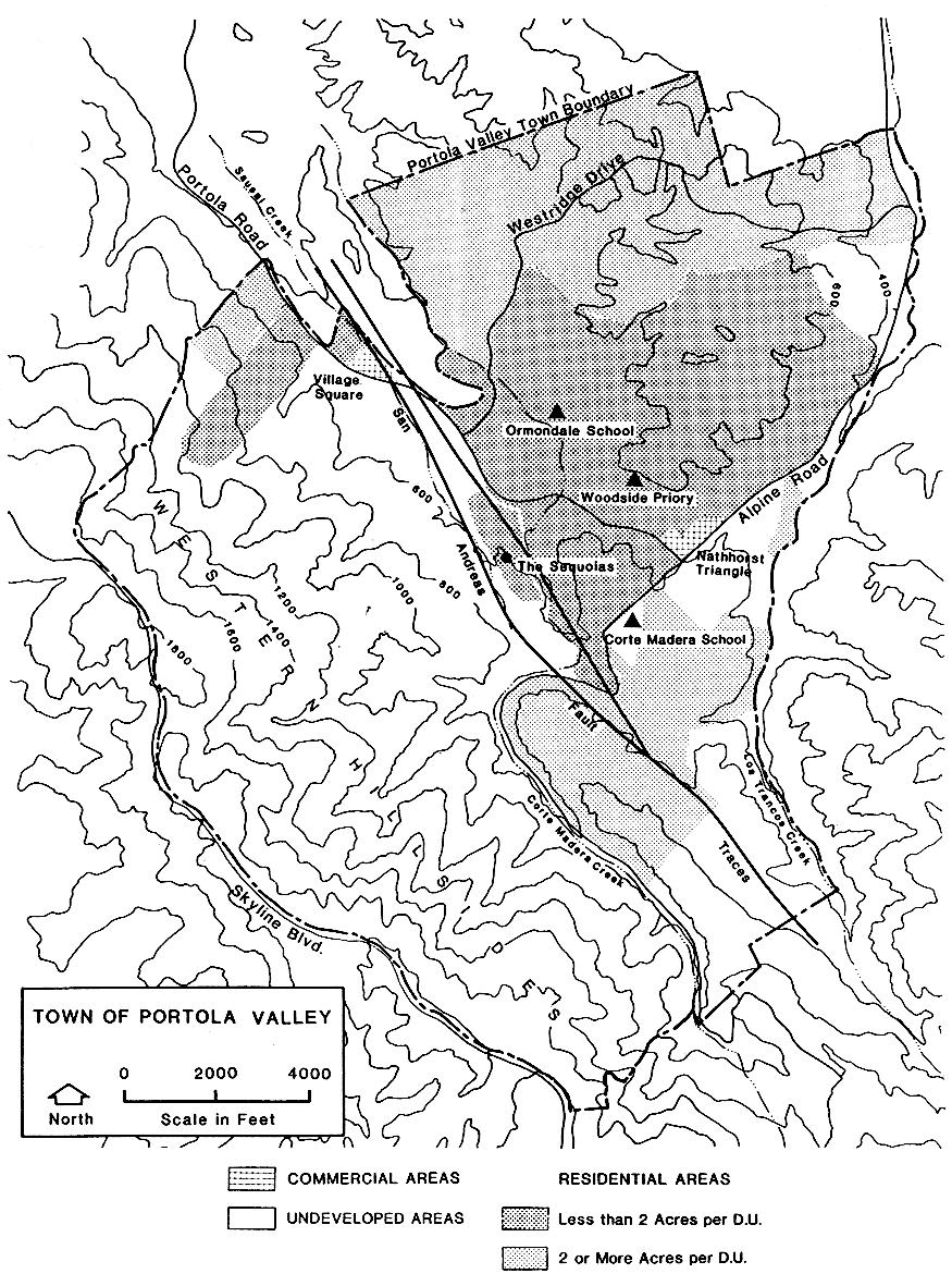 Figure 2. Location of Portola Valley and the existing Portola Valley community.