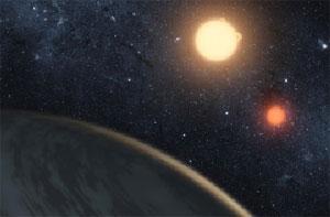 Non-fiction: In Our Galaxy, Far, Far Away NASA/JPL An artist s rendering shows Kepler- 16b, the first known circumbinary planet.