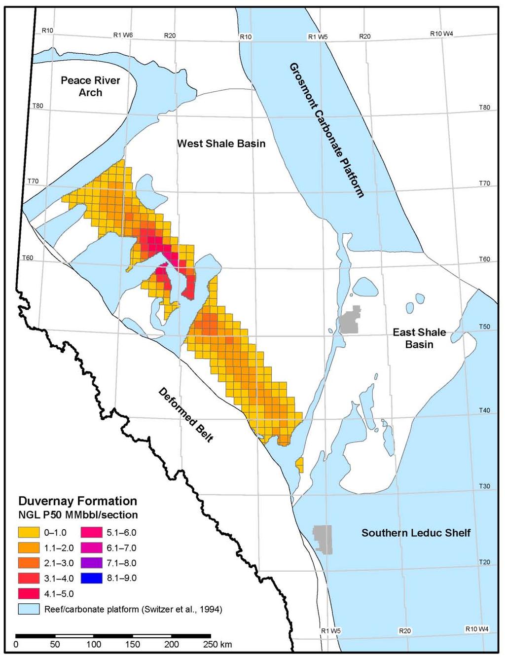 Duvernay Liquids in Place Rokosh et al, 2012 Natural gas liquids focus is to the east, where organics are less mature Alberta