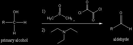 b) Swern xidation This is a two step reaction. The first step requires dimethyl sulphoxide (DMS) and oxalyl chloride.