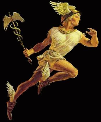 Hermes: The god of speed and messages; Hermes is often pictured as having