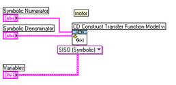 Figure 1: Construct Motor Transfer Function Next, create a transfer function for the controller.