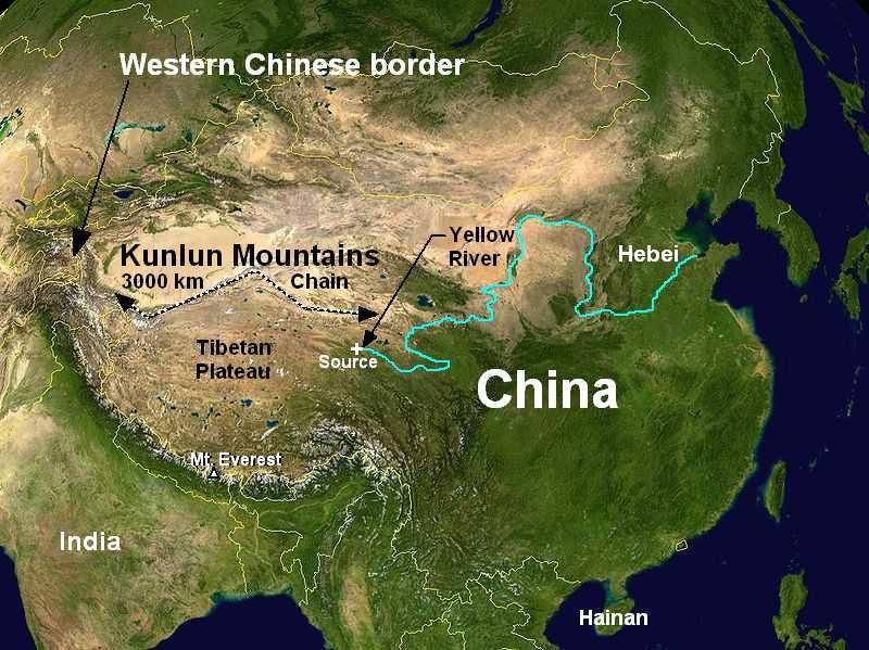 Kunlun Mountains Located in the west Where two