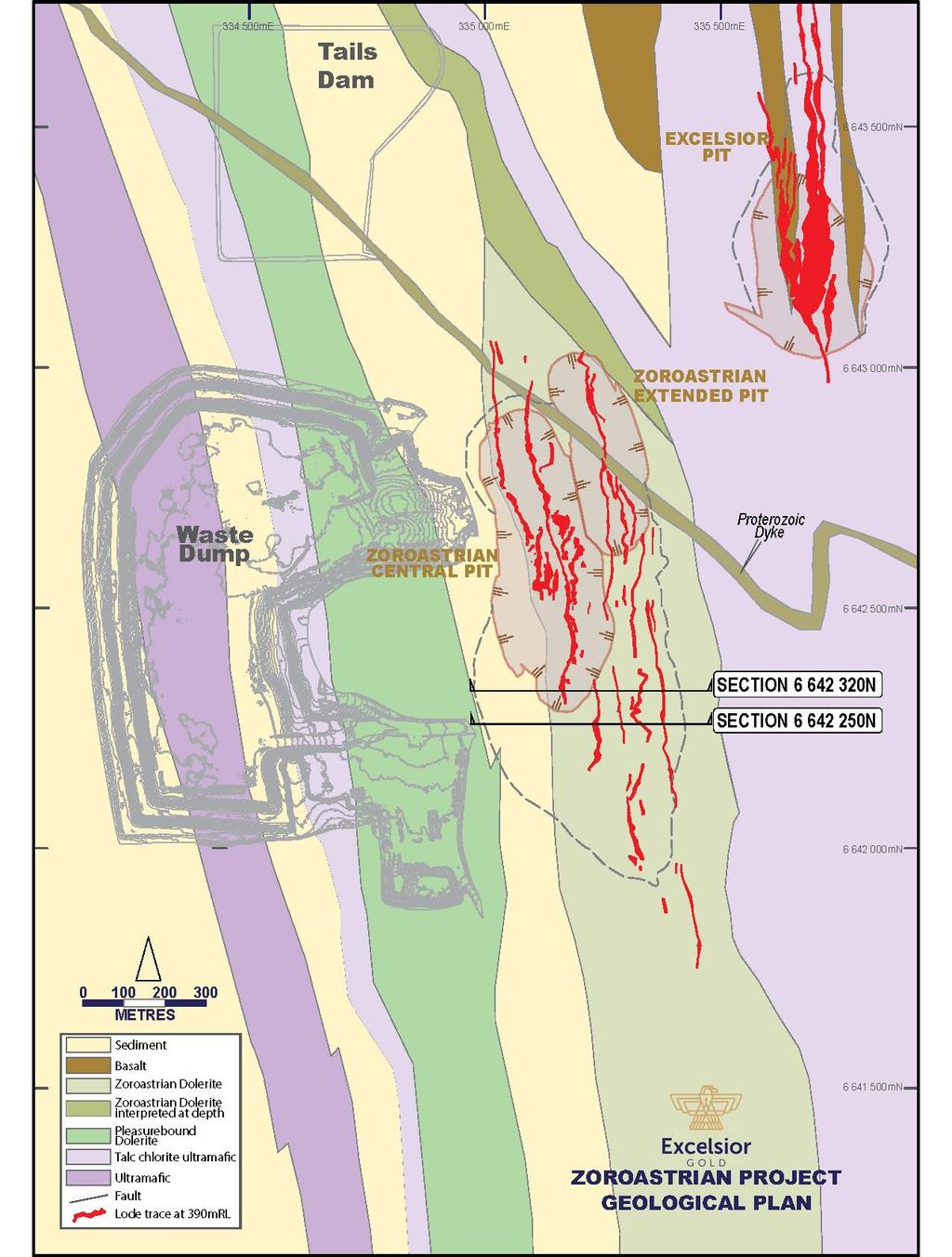 Zoroastrian & Excelsior Deposits Almost 80% of the current 954,000oz Mineral Resource is associated with the Excelsior and Zoroastrian deposits Focus of resource definition drilling and